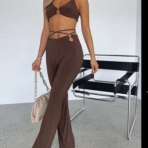 NWT White Fox Boutique Emotion Pants in Chocolate Brown